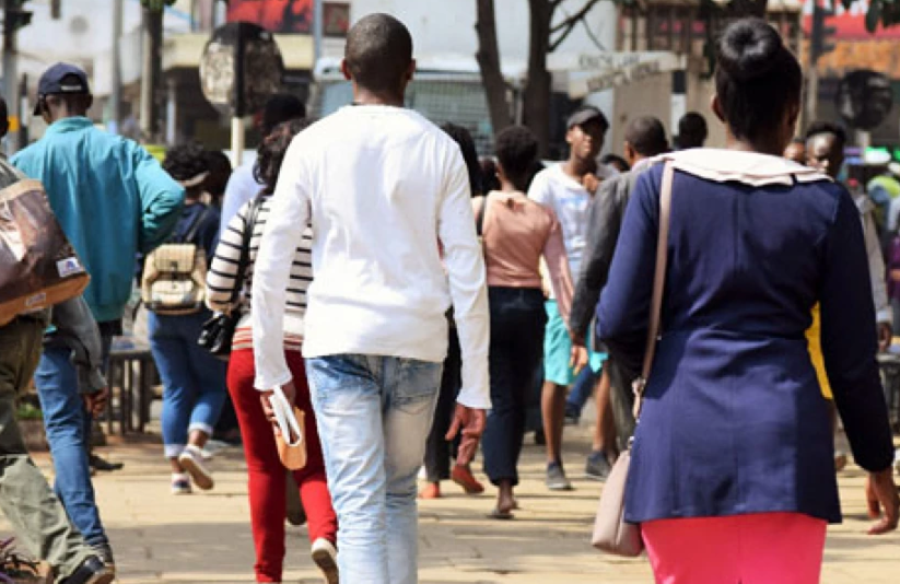 File image of Kenyans walking in the streets in Nairobi.